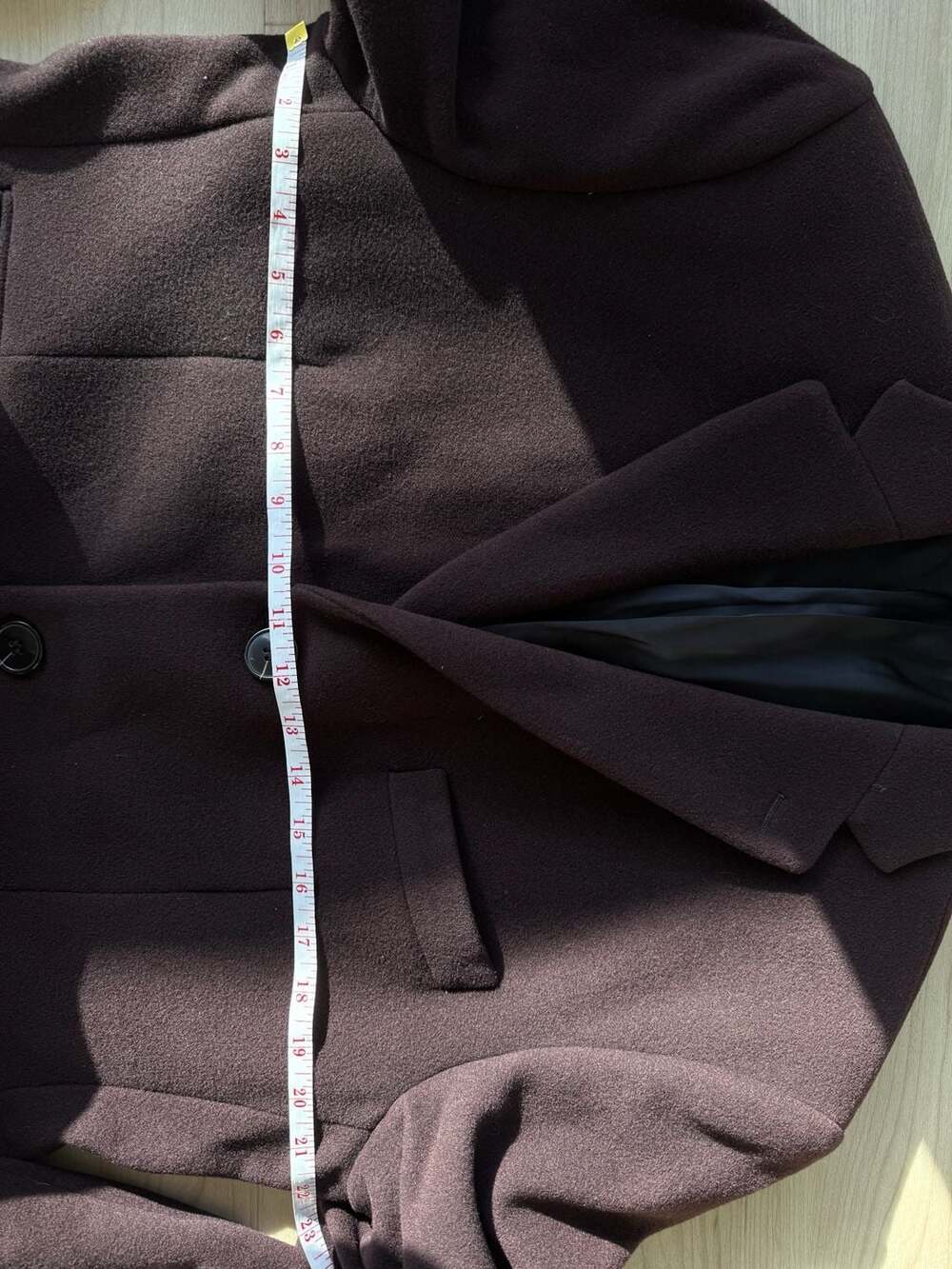 DKNY Men's Burgundy Wool Cashmere Blend 3-Button Overcoat Size 40R - Picture 5 of 7